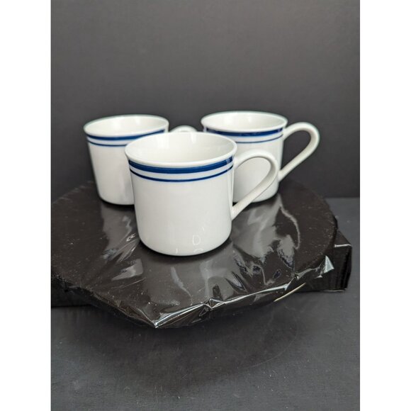 Majesticware by Sakura Stoneware Replacement Cups Harmony w/Blue Stripe Lot of 3 - Picture 1 of 7
